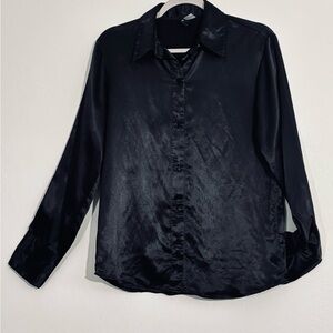 Divided Midnight Black Satin Club Top XXS